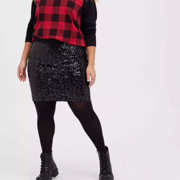 Torrid Mini Sequin Skirt Black NEW NWT 3x 22 24 stretch! - Picture 1 of 10